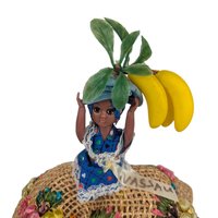 Calypso Queen Figurine: Vintage Caribbean Banana Seller Doll, 10"