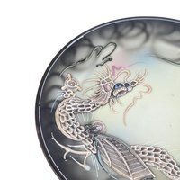 Vintage Japanese Dragon Plates, Set of 4, Moriage Lusterware Ceramic Salad Dessert Plates, Made in Japan