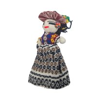 Vintage Guatemalan Folk Art Doll: Handmade Woven Yarn Figure in Traditional Dress