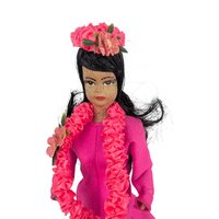 Vintage Makaleka Hawaiian Princess Doll: Pink Ruffled Gown and Lei Souvenir Doll