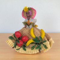 Vintage Calypso Fruit Doll: Caribbean Style Figurine