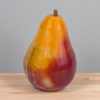 Vintage Stone Pear: Polished Stone Fruit Paperweight