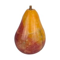 Vintage Stone Pear: Polished Stone Fruit Paperweight