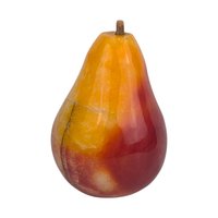 Vintage Stone Pear: Polished Stone Fruit Paperweight