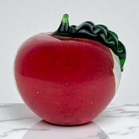 Vintage Art Glass Apple: Hand Blown Red Fruit Paperweight
