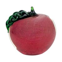 Vintage Art Glass Apple: Hand Blown Red Fruit Paperweight
