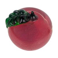 Vintage Art Glass Apple: Hand Blown Red Fruit Paperweight