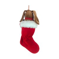 Vintage Plush Rabbit in Stocking: Christmas Bunny Stuffed Animal Decor