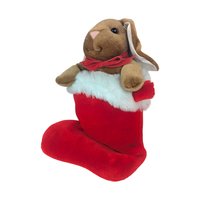 Vintage Plush Rabbit in Stocking: Christmas Bunny Stuffed Animal Decor