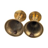 Vintage Brass Bell Candle Holders: Etched Floral Design, 4" Tall