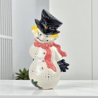 Vintage 1980s Ceramic Snowman: Byron Molds Handpainted Xmas Decor