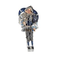 Vintage Santa's Elf Jester Figure: Whimsical Blue Christmas Decor