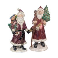 Pair of Vintage Hand-Painted Old World Santa Figures: Christmas Decor Figurines