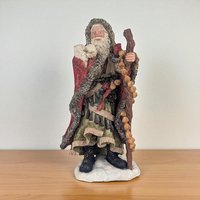 Vintage 1994 St. Nicholas and Me Santa Figure: Resin Old World Father Christmas with Lamb