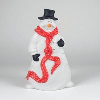 Vintage Dept 56 Ceramic Snowman: Large Holiday Figurine with Polka Dot Scarf