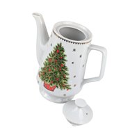 Vintage George Good Christmas Coffee Pot: Porcelain Holiday Coffee Pot with Gold Stars