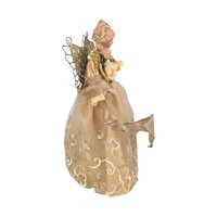Vintage Gold Angel Tree Topper: Christmas Figurine with Porcelain Head and Glitter Wings