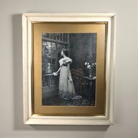 Framed Victorian Print: Woman Gazing at Moon - Ullman Mfg Co 1898