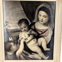Vintage Madonna and Child Print - After Titian, Framed Religious Art