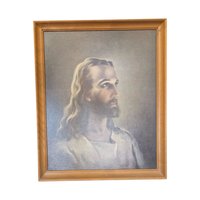 Vintage Warner Sallman Head of Christ Lithograph - Framed Religious Art