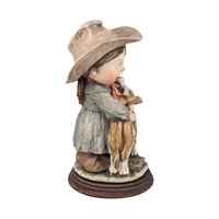 Vintage Giuseppe Armani Cowgirl Figurine: Gulliver's World Resin Statue