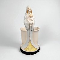 Vintage Madonna and Child Planter: Ceramic Virgin Mary, Made in Japan
