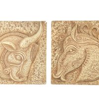 Vintage Greek Plaster Wall Plaques: Horse and Bull Relief Art