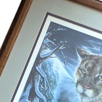 Vintage Large Jack Crandall The Night Shift Signed and Numbered Print, Framed Cougar Art, Limited Edition Wildlife Art, Mountain Lion Wall