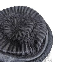 1950s Navy Blue Woven Cocktail Hat: Vintage Pinehurst Millinery with Net Veil