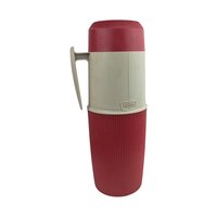 Vintage 1960s Thermos Vacuum Bottle: Red & White Camping Jug with Original Box