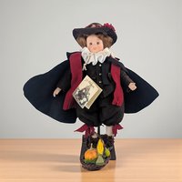 Mary Michaud 'Samuel Eaton' Doll: Vintage Silhouette Pilgrim, Signed Artist Doll