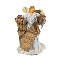 Vintage Angel Tree Topper: White and Gold Gown, Holiday Mantle Decor