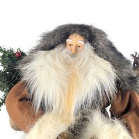 Vintage Woodland Santa Figure: Father Christmas with Faux Fur Coat, Rustic Holiday Decor