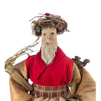 Vintage Silvestri Santa Tree Topper: Folk Art Woodland Father Christmas Figure