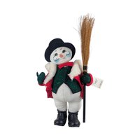 Vintage Annalee Snowman Figure: Large Holiday Doll with Broom, Christmas Decor