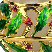 Vintage Lenox Holiday Dimension Votive: Gold & Enamel Holly Candle Holder