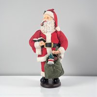 Vintage Classic Santa Figure: Father Christmas with Pipe & Toy Bag, Holiday Decor