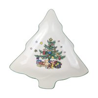 Vintage Nikko 'Happy Holidays' Christmas Tree Dishes: Set of 2, Ceramic Candy Trinket Plates