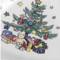 Vintage Nikko 'Happy Holidays' Christmas Tree Dishes: Set of 2, Ceramic Candy Trinket Plates