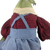 Vintage Fishing Frog Shelf Sitter: Country Folk Art Doll for Cabin Decor