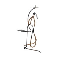 Vintage Figural Metal Candle Holder: Lu Lu Collection Brutalist Art Sculpture