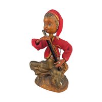 Vintage 1950s Pixie Elf Figurine: Tilso Japan Flute Player Christmas Decor