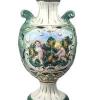 Large Vintage Italian Ceramic Cherub Lamp, Ornate Hollywood Regency Table Lamp, Grandmillennial Decor, Capodimonte Style Accent Lighting