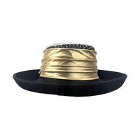 Vintage Sonni San Francisco Hat, 1980s Black Wool Felt Hat with Gold Lame Bow, Formal Occasion Hat, Kentucky Derby Church Hat