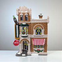 Vintage 1995 Dept 56 Coca-Cola Corner Drugstore: Lighted Snow Village Building