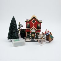 Vintage 2000 Dept 56 Silver Bells Christmas Shop: Snow Village Gift Set