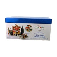 Vintage 2000 Dept 56 Silver Bells Christmas Shop: Snow Village Gift Set