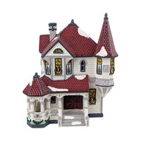 Vintage 1990 Dept 56 Queen Anne Victorian: Lighted Snow Village House