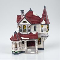 Vintage 1990 Dept 56 Queen Anne Victorian: Lighted Snow Village House
