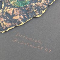 Vintage 1997 Barbara DeVault "Decadisk": Textured Mixed Media Wall Art